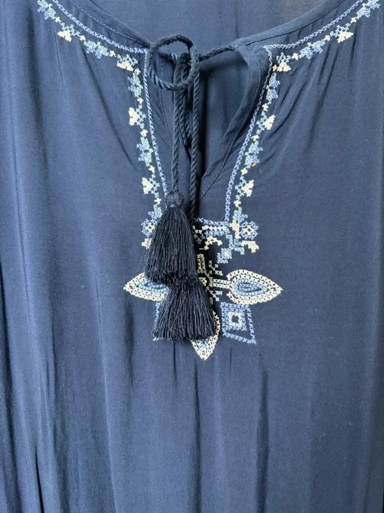 J. Jill Sleeveless Navy Embroidered Midi Dress Women’s XLP - Picture 4 of 9